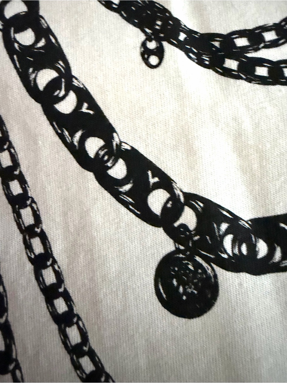 Paco Rabanne Ivory Trompe L’oeil necklace cropped T-Shirt Size S - Picture 4 of 7